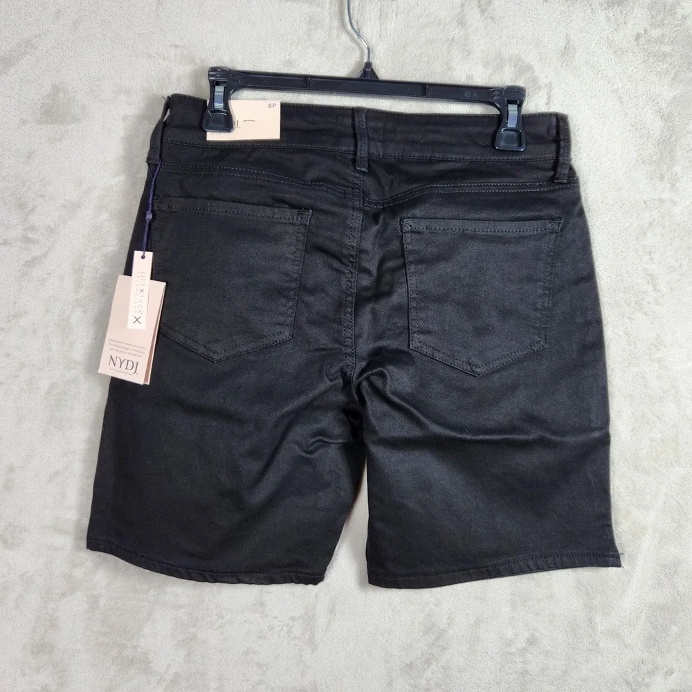 NYDJ Ella Bermuda Shorts Women 8P Petite Black Lift Tuck Stretch‎ Denim A591706